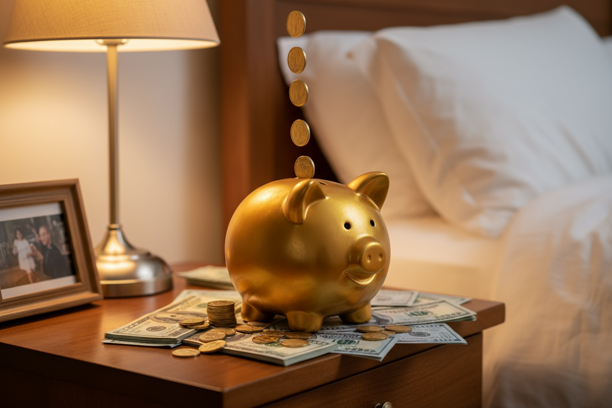 si tu peux générer une tirelire sur un chevet qui montre qu'on gagne de l'argent 